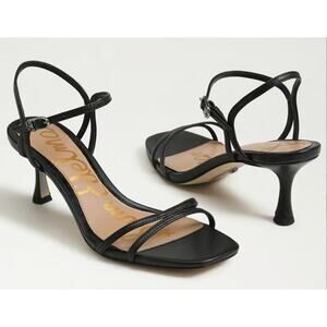 Sam Edelman Leather Presley Strappy Kitten Heel Sandal Womens 10 Black